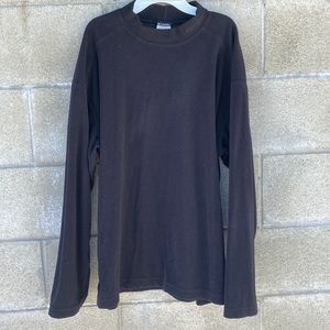 Vintage Columbia XCO Fuzzy Ribbed Knit Black Mock Neck Long Sleeve Sweater Shirt